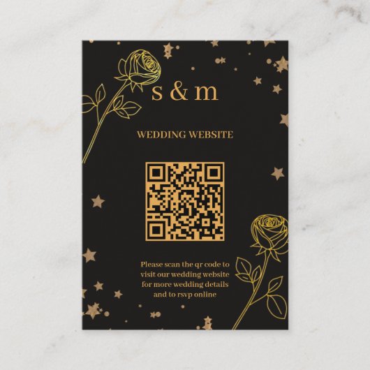 Modern Luxury Gold Foil QR Code Wedding Website エンクロージャーカード (正面)