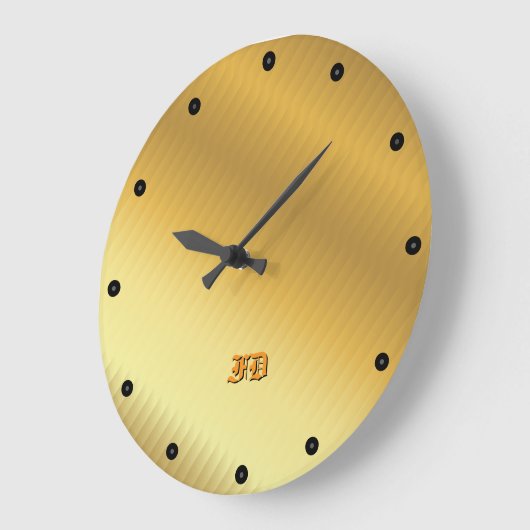 Modern Luxury Gold Gradient Gothic Monogram ラージ壁時計 (傾斜)