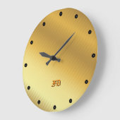 Modern Luxury Gold Gradient Gothic Monogram ラージ壁時計 (傾斜)