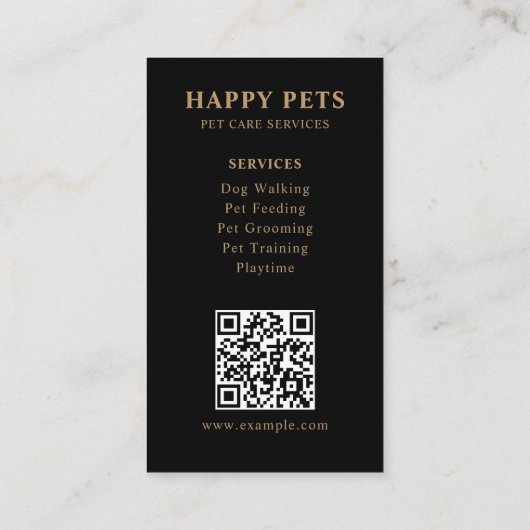 Modern Luxury Golden Black Paw Pet Care Services 名刺 (裏面)