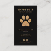 Modern Luxury Golden Black Paw Pet Care Services 名刺 (正面)