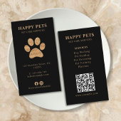 Modern Luxury Golden Black Paw Pet Care Services 名刺