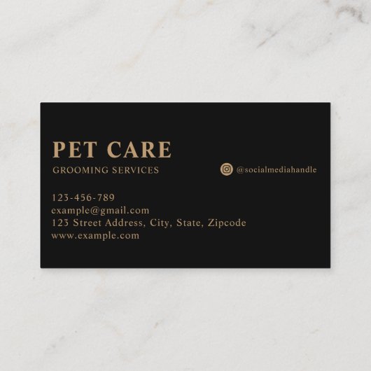 Modern Luxury Golden Black Paw Pet Grooming 名刺 (裏面)