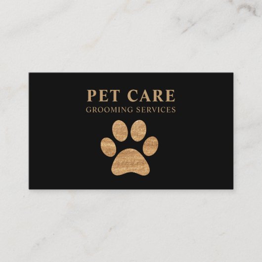 Modern Luxury Golden Black Paw Pet Grooming 名刺 (正面)