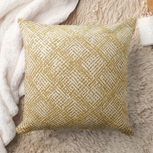 Modern, Luxury, Golden Grid Pattern クッション (ブランケット)