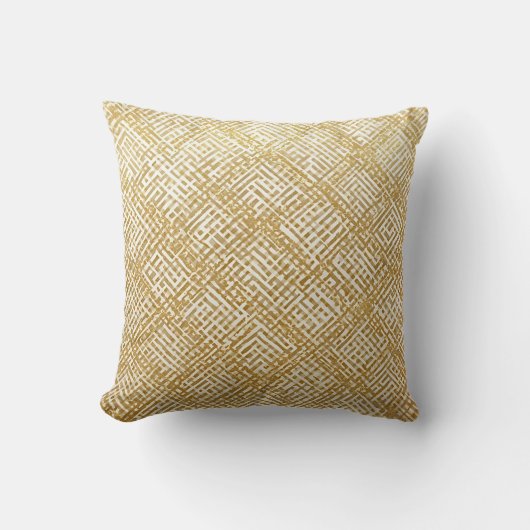 Modern, Luxury, Golden Grid Pattern クッション (正面)