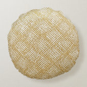 Modern, Luxury, Golden Grid Pattern ラウンドクッション (裏面)