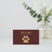 Modern Luxury Golden Paw Pet Grooming Service Red 名刺 (スタンド正面)