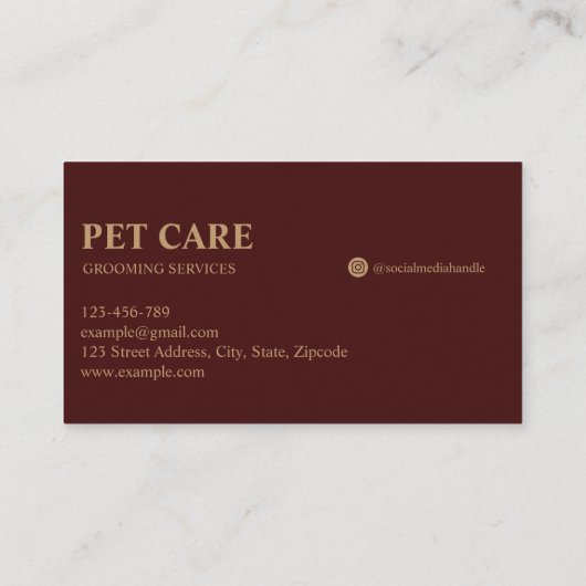 Modern Luxury Golden Paw Pet Grooming Service Red 名刺 (裏面)
