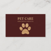 Modern Luxury Golden Paw Pet Grooming Service Red 名刺 (正面)