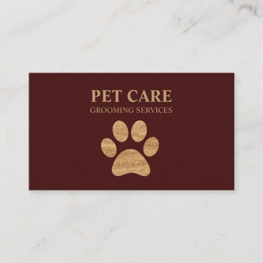 Modern Luxury Golden Paw Pet Grooming Service Red 名刺 (正面)