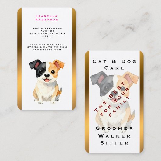 Modern Luxury Grooming Dog Personalized Collection 名刺 (正面/裏面)