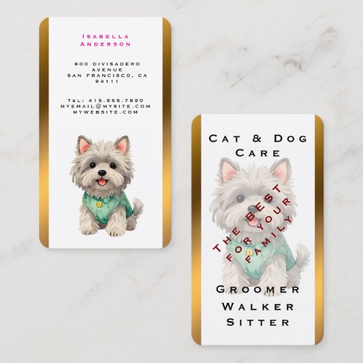 Modern Luxury Grooming Pet Personalized Collection 名刺 (正面/裏面)