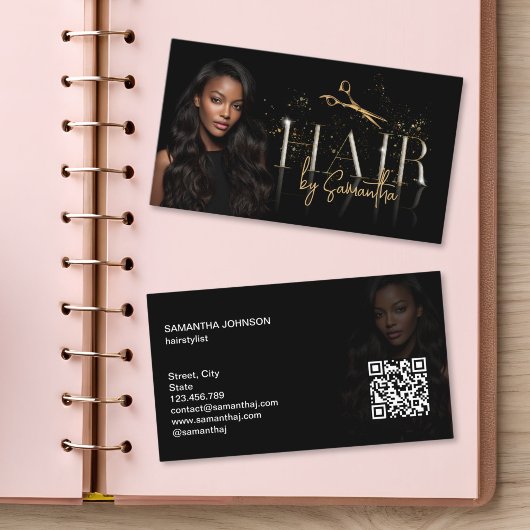 modern luxury hair stylist wig extensions scissors 名刺