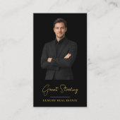 Modern Luxury Real Estate Black Gold Professional 名刺 (正面)