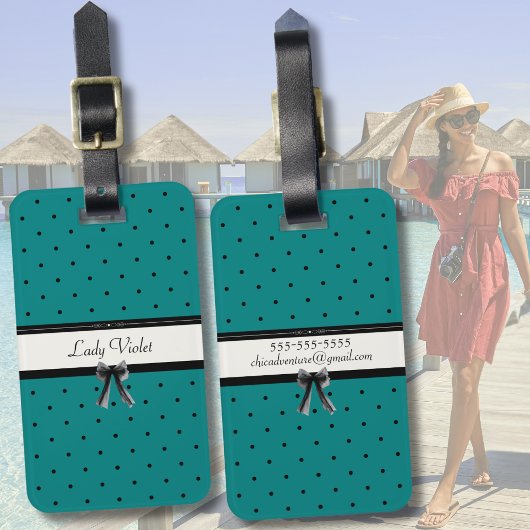 Modern Luxury Teal Monogram Summer Travel ラゲッジタグ