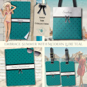 Modern Luxury Teal Monogram Summer Travel ラゲッジタグ