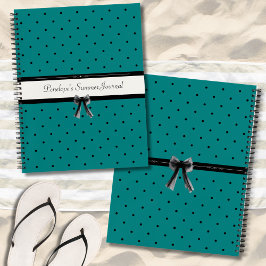 Modern Luxury Teal Monogram Summer Travel Journal ノートブック