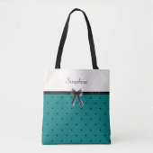 Modern Luxury Teal Monogram Tote Bag トートバッグ (正面)