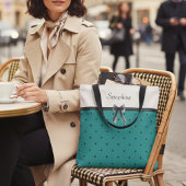 Modern Luxury Teal Monogram Tote Bag トートバッグ