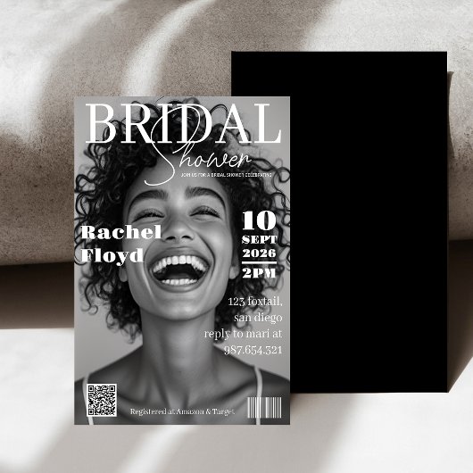 Modern Magazine Cover Bridal Shower Invitation 招待状