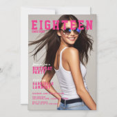 Modern Magazine Cover Inspired 18th Birthday マグネット招待状 (正面)