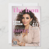 Modern Magazine Cover Photo Birthday Party 招待状 (正面)