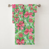 Modern magenta and red Christmas preppy bath towel バスタオルセット (インサイチュ)