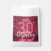 Modern Magenta Pink 30th Birthday Thank You フェイバーバッグ (正面)