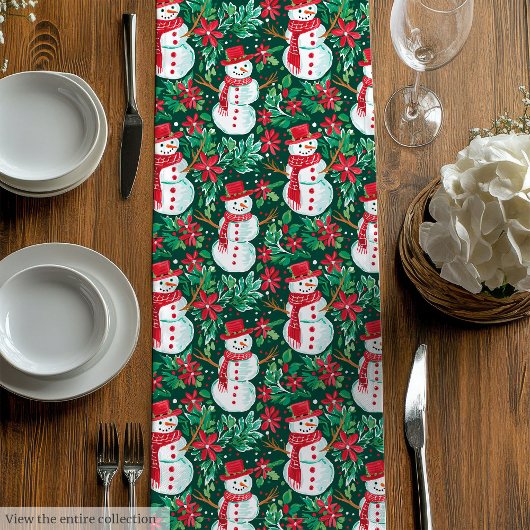 Modern magenta red preppy Christmas table runner ミディアムテーブルランナー