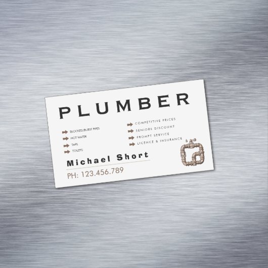 Modern Magnetic Black & Brown Plumber マグネット名刺 (インサイチュ)