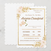 Modern Magpie Botanical Border Bridal Shower Invit 招待状 (正面/裏面)