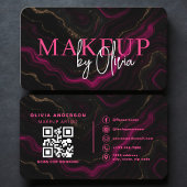 Modern Makeup Artist Business Card with QR Code 名刺