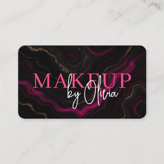 Modern Makeup Artist Business Card with QR Code 名刺 (正面)