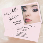 Modern Makeup Artist Pink Black Script Photo   名刺