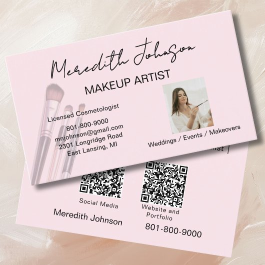 Modern Makeup Artist Professional Photo QR Codes 名刺