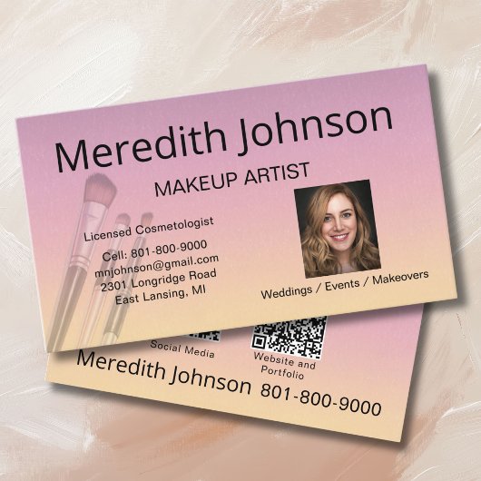 Modern Makeup Artist Professional Photo QR Codes  名刺