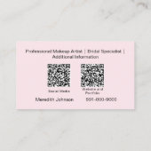 Modern Makeup Artist Professional Photo QR Codes 名刺 (裏面)
