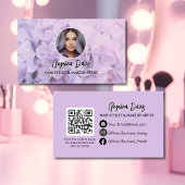 Modern makeup floral purple photo qr code 名刺