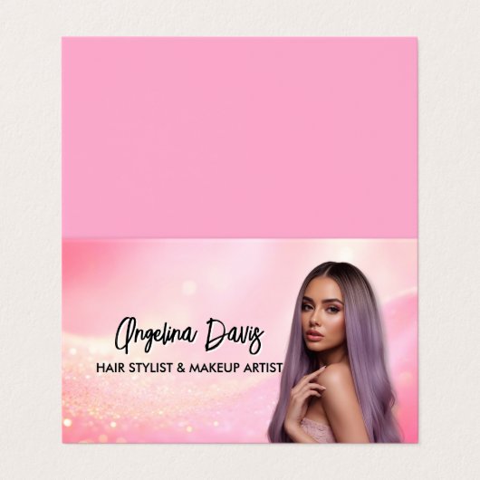 Modern makeup pink photo qr code 名刺 (外部フラット)