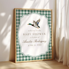 Modern Mallard Duck Gender Neutral Baby Shower ポスター