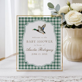 Modern Mallard Duck Gender Neutral Baby Shower ポスター
