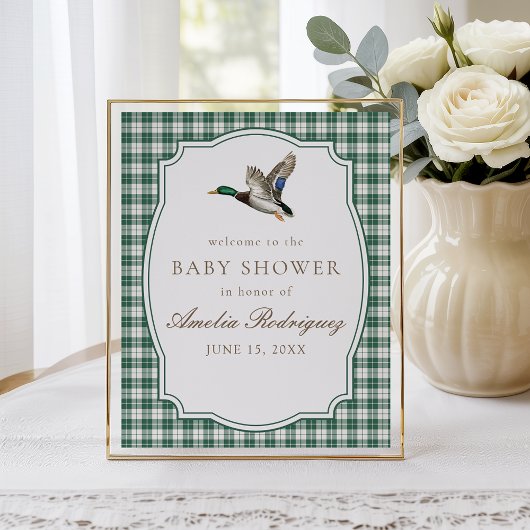 Modern Mallard Duck Gender Neutral Baby Shower ポスター