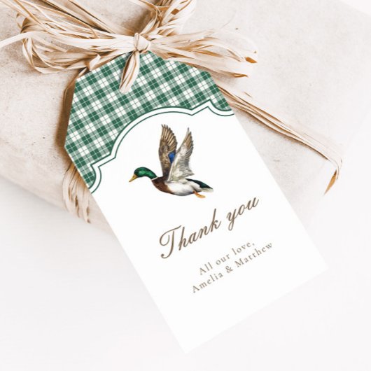 Modern Mallard Duck Neutral Baby Shower Favor ギフトタグ