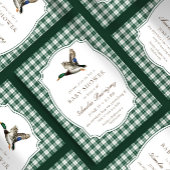 Modern Mallard Duck Neutral Gingham Baby Shower 招待状