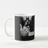 Modern Man Shushing Gesture HUSH Graphic コーヒーマグカップ (左)