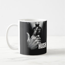 Modern Man Shushing Gesture HUSH Graphic コーヒーマグカップ