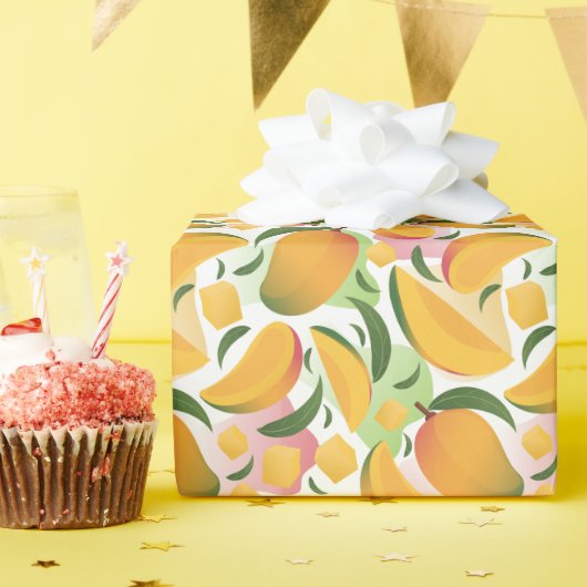 Modern Mango Fruit Pattern Wrapping Paper Roll ラッピングペーパー (誕生日パーティー)