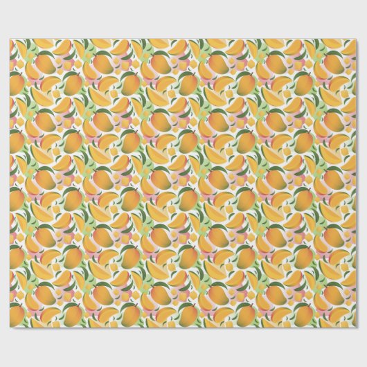 Modern Mango Fruit Pattern Wrapping Paper Roll ラッピングペーパー (フラット)