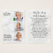 Modern Marble 3 Photo Memorial Funeral Prayer Card (正面&裏面)